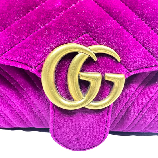 Gucci GG Marmont Kleine Metelasse Schoudertas in Paarse Velvet - Image 5