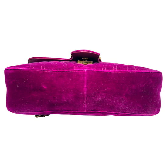 Gucci GG Marmont Kleine Metelasse Schoudertas in Paarse Velvet - Image 6