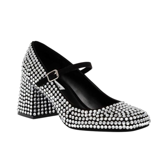 Steve Madden Dames-Mary Janes van leer met strass-steentjes en blokhak (Zilver) - Image 3