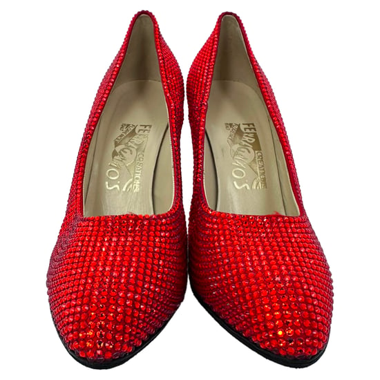 Ferragamo Röda (1960) Kristallpryddade Pumps i Röd Satin - Image 2