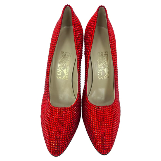 Ferragamo Röda (1960) Kristallpryddade Pumps i Röd Satin - Image 3