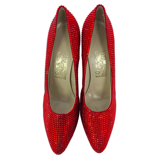 Ferragamo Röda (1960) Kristallpryddade Pumps i Röd Satin - Image 4