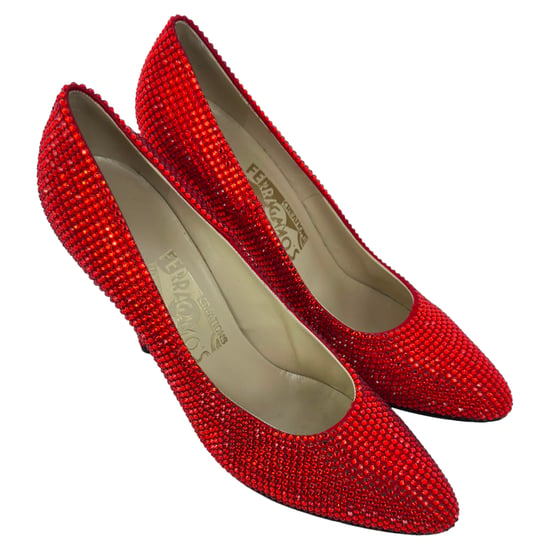Ferragamo Röda (1960) Kristallpryddade Pumps i Röd Satin - Image 5