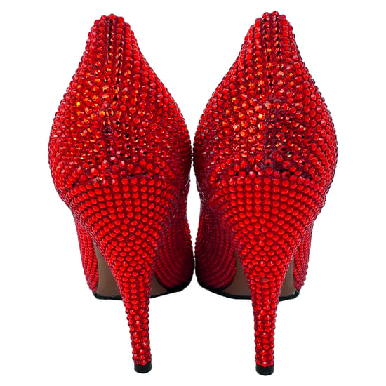Ferragamo Röda (1960) Kristallpryddade Pumps i Röd Satin - Image 6