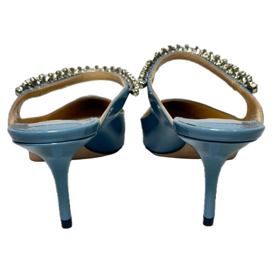 Jimmy Choo Bing Mules with Crystal Strap in Light Blue Patent Leather - Image 4