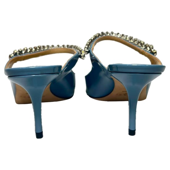 Jimmy Choo Bing Mules with Crystal Strap in Light Blue Patent Leather - Image 5