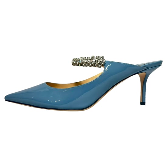 Jimmy Choo Bing Mules with Crystal Strap in Light Blue Patent Leather - Image 6