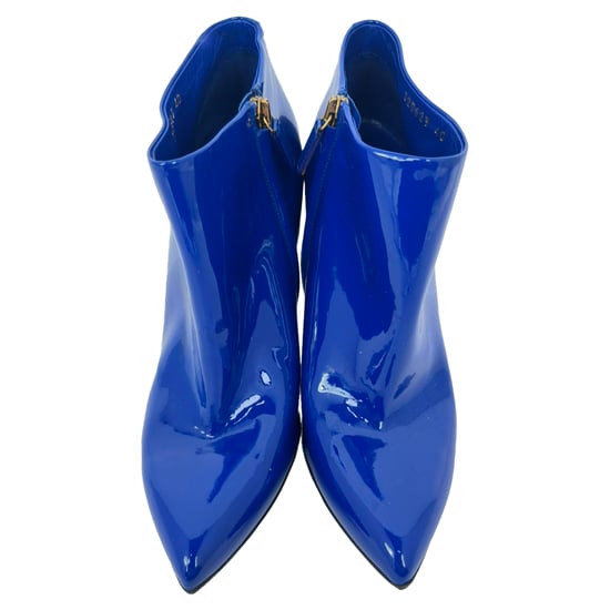 Gucci Pointed Toe Ankle Boots in Blue Patent Leather - Image 3