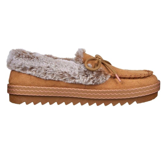 Skechers Comfortabele, platte leren mocassin-pantoffels voor dames van het merk Cozy Kiss (Kastanje) - Image 1