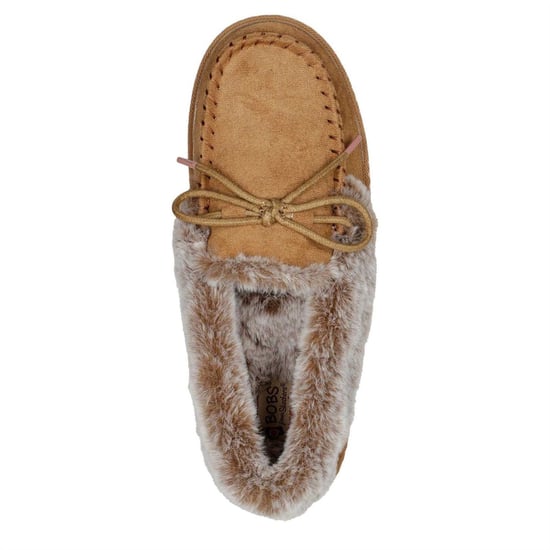 Skechers Comfortabele, platte leren mocassin-pantoffels voor dames van het merk Cozy Kiss (Kastanje) - Image 3