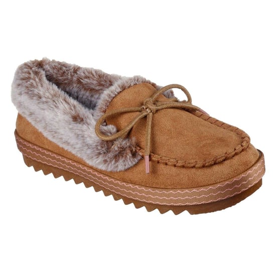 Skechers Comfortabele, platte leren mocassin-pantoffels voor dames van het merk Cozy Kiss (Kastanje) - Image 5