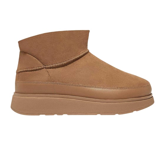Fit Flop Läderkängor med platt sula för kvinnor/damer (Tan) - Image 1