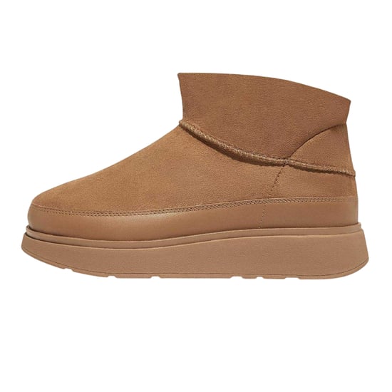 Fit Flop Läderkängor med platt sula för kvinnor/damer (Tan) - Image 2
