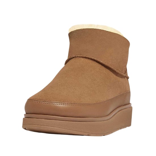 Fit Flop Läderkängor med platt sula för kvinnor/damer (Tan) - Image 4