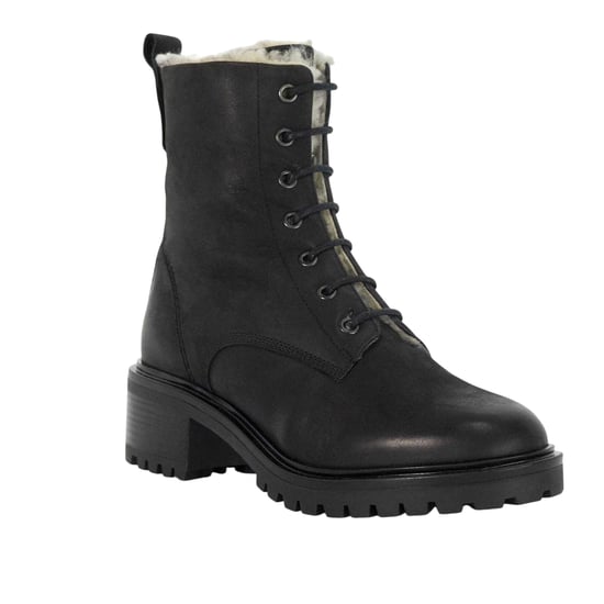 Dune London Leren combatlaarzen met blokhak voor dames (Zwart) - Image 4