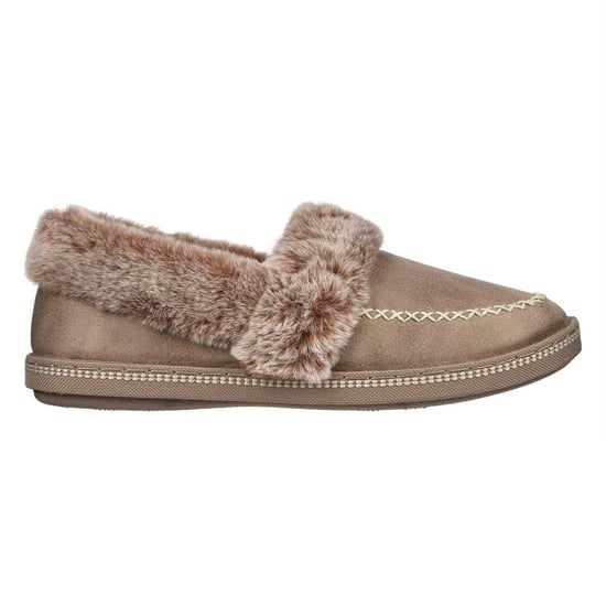 Skechers Dames Cosy CampF Leren Pantoffels (Taupe) - Image 1
