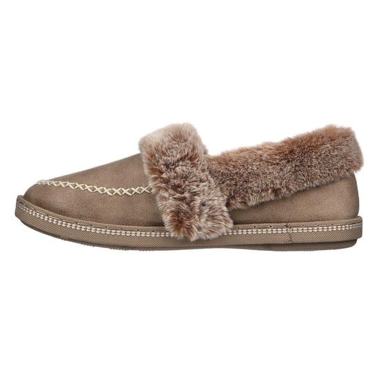 Skechers Dames Cosy CampF Leren Pantoffels (Taupe) - Image 2