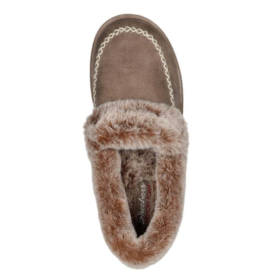 Skechers Dames Cosy CampF Leren Pantoffels (Taupe) - Image 3