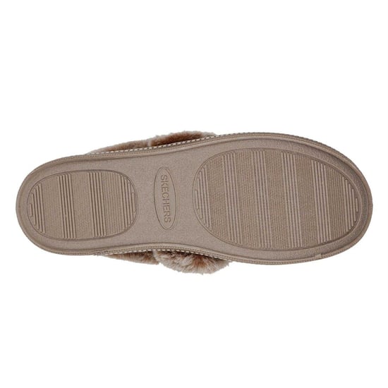 Skechers Dames Cosy CampF Leren Pantoffels (Taupe) - Image 4