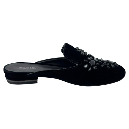 Michael Kors Crystal-Embellished Mules in Black Velvet - Image 1