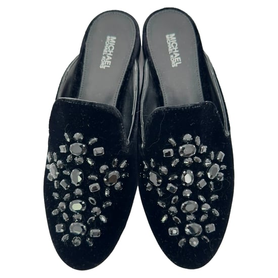 Michael Kors Crystal-Embellished Mules in Black Velvet - Image 4