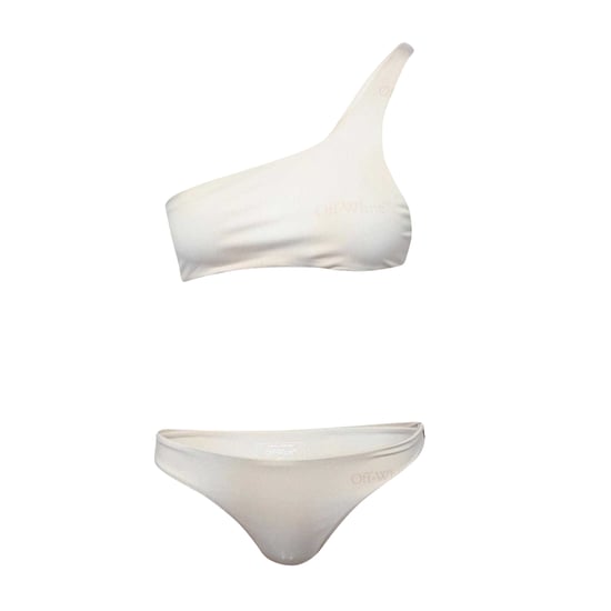 Off White Dames/Dames Tweedelig Badpak (Beige/Wit) - Image 2