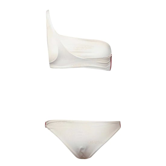 Off White Dames/Dames Tweedelig Badpak (Beige/Wit) - Image 3