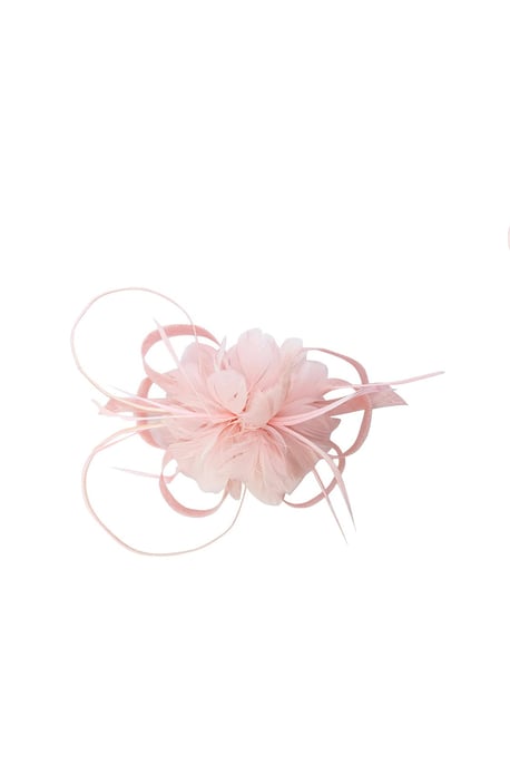 Floral Feather Fascinator with Loops in Pink - Image 2