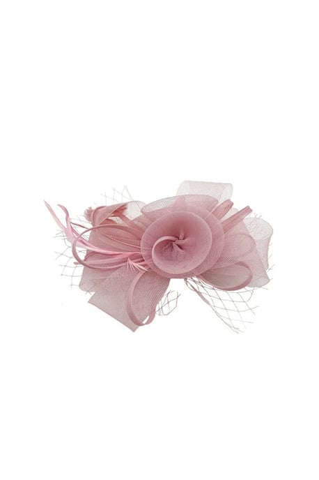 Double Flower Feather Fascinator in Pink - Image 2