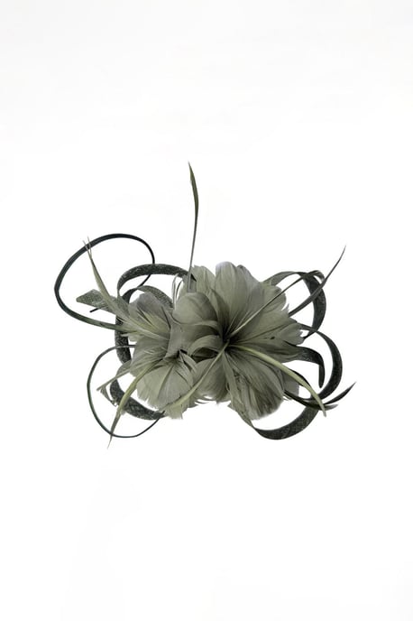 Floral Feather Fascinator with Loops in Yellow - Image 2