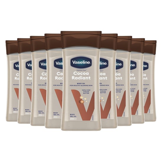 Vaseline Body Gel Oil Intensive Care Cocoa Radiant Cocoa Butter 200ml, 9 Pack - Image 1
