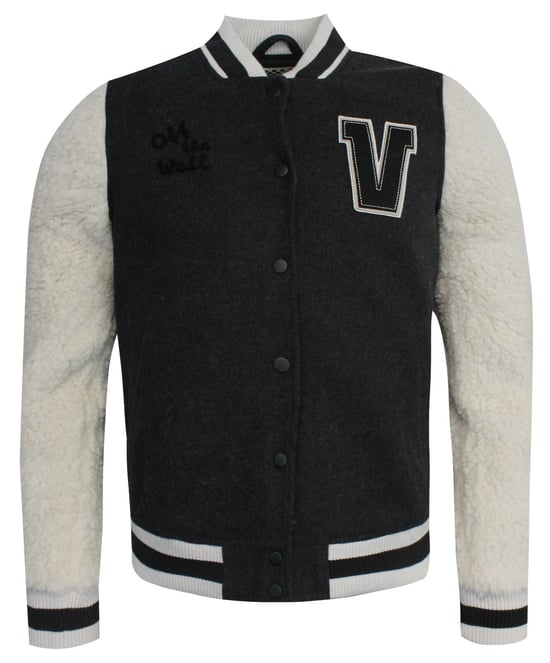 Vans Off The Wall University Mens Black/White Bomber Jacket - Image 1