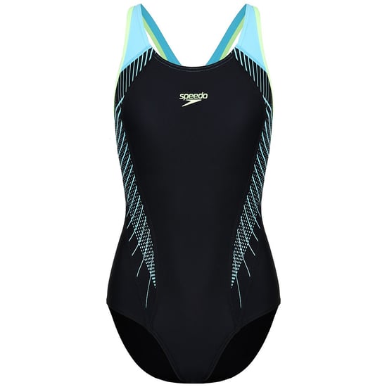 Speedo Fit Laneback Womens Black/Blue Swimming Costume - Image 1