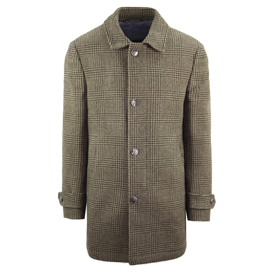Hackett London Washed Wool Mens Brown Coat - Image 1