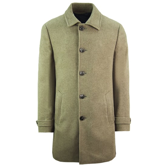 Hackett London Washed Wool Twill Mens Brown Coat - Image 1