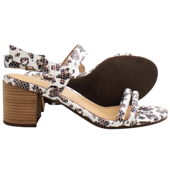 Vionic Paula Embossed Leopard Womens White/Brown Heeled Sandals - Image 4