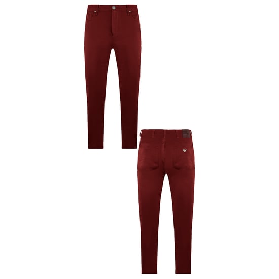Armani Jeans J06 Slim Fit Mens Burgundy Trousers - Image 3