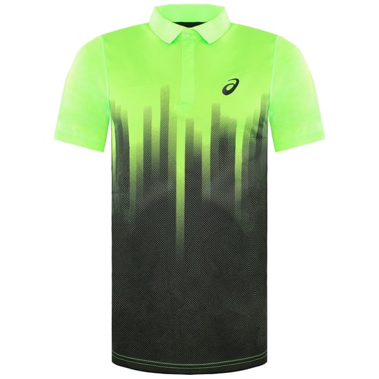 Asics Resolution Mens Black/Green Polo Shirt - Image 1