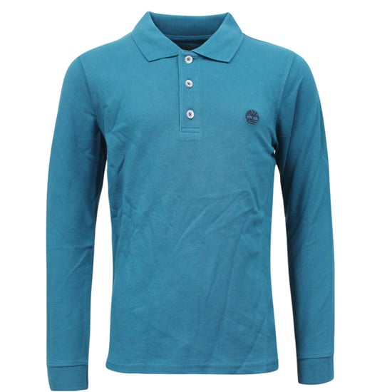 Timberland Long Sleeve Kids Boys Cotton Polo Shirts Top Teal - Image 1
