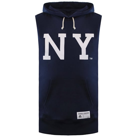 Majestic NY Topliss Mens Navy Sleeveless Hoodie - Image 1