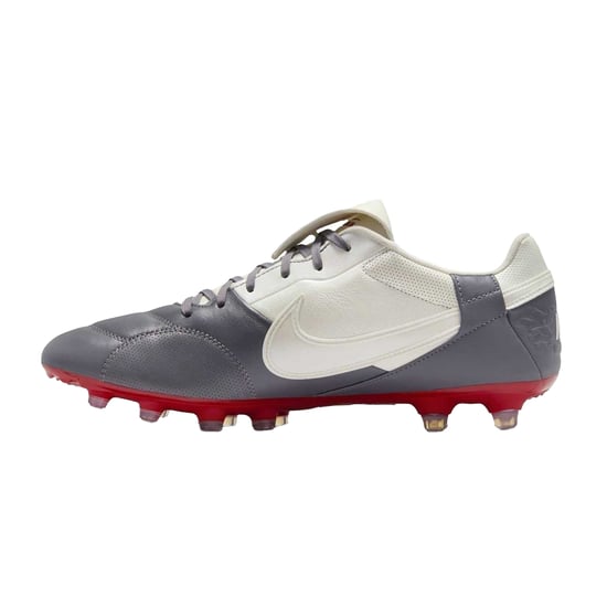 Nike Heren Premier 3 Classic Leer Firm Ground Voetbalschoenen (Grijs/Rood) - Image 3