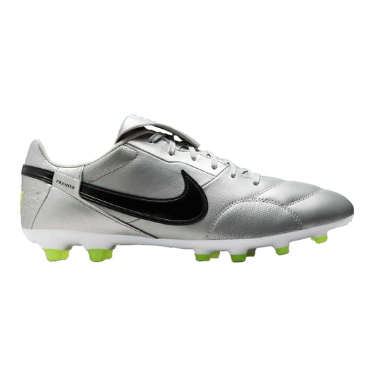Nike Heren Premier 3 Classic Leather Firm Ground Voetbalschoenen (Zilver/Zwart) - Image 1