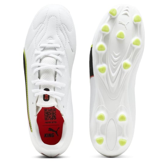 Puma Voetbalschoenen voor kinderen, model King Match, voor harde ondergrond (Wit, Rood) - Image 3