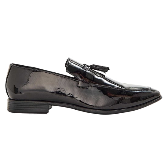 Lambretta Mens Leather Tassel Formal Loafers (Black) - Image 1