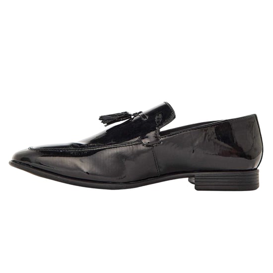 Lambretta Mens Leather Tassel Formal Loafers (Black) - Image 2
