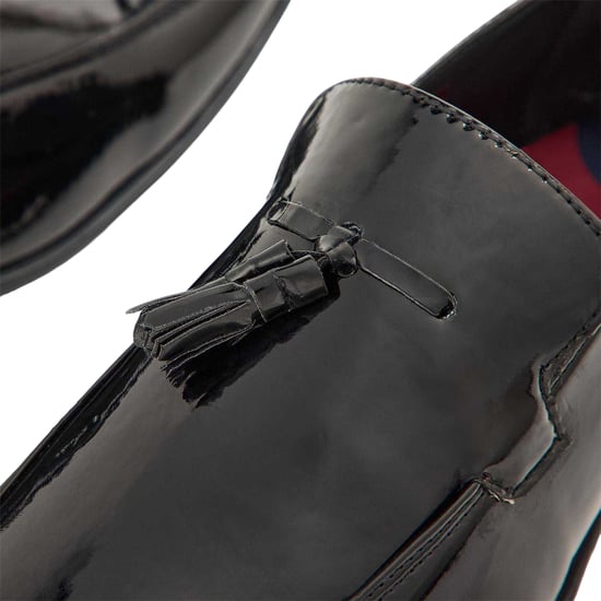 Lambretta Mens Leather Tassel Formal Loafers (Black) - Image 4