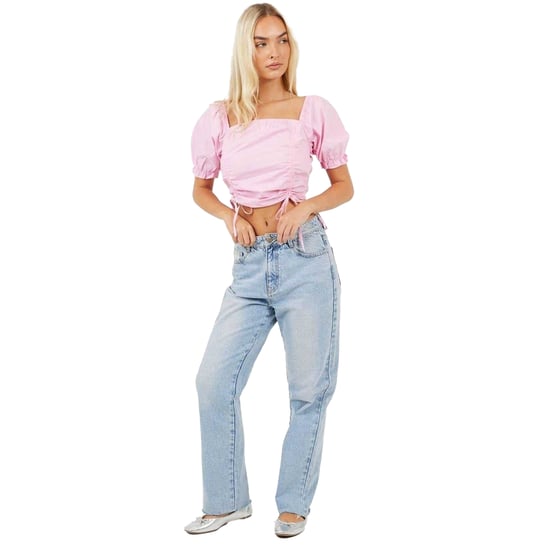 Brave Soul Crop-top met pofmouwen voor dames (Roze) - Image 4