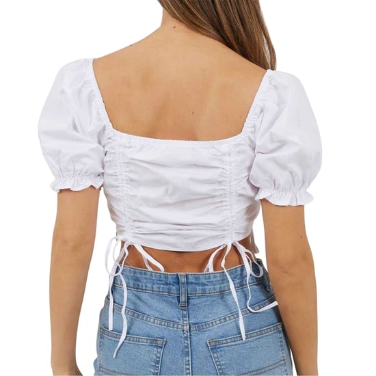 Brave Soul Crop-top met pofmouwen voor dames (Wit) - Image 2
