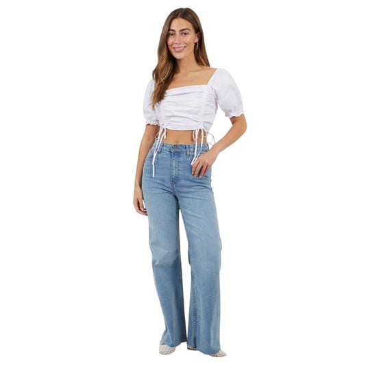 Brave Soul Crop-top met pofmouwen voor dames (Wit) - Image 4