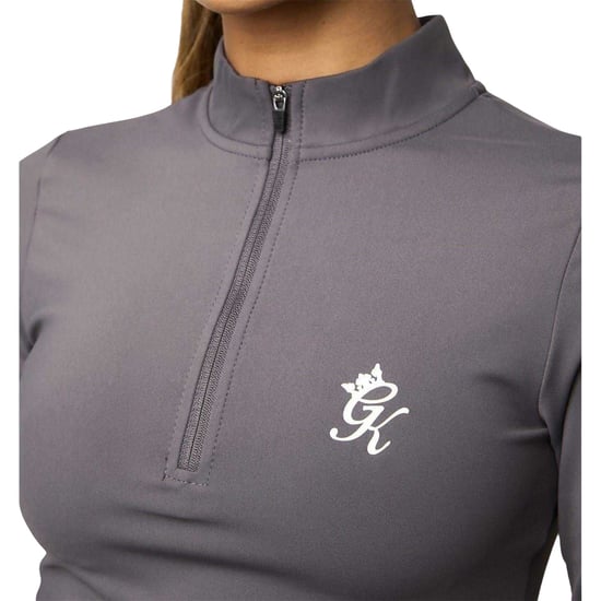Gym King Womens/Ladies Impact Half Zip Crop Top (Slate/Peach) - Image 3